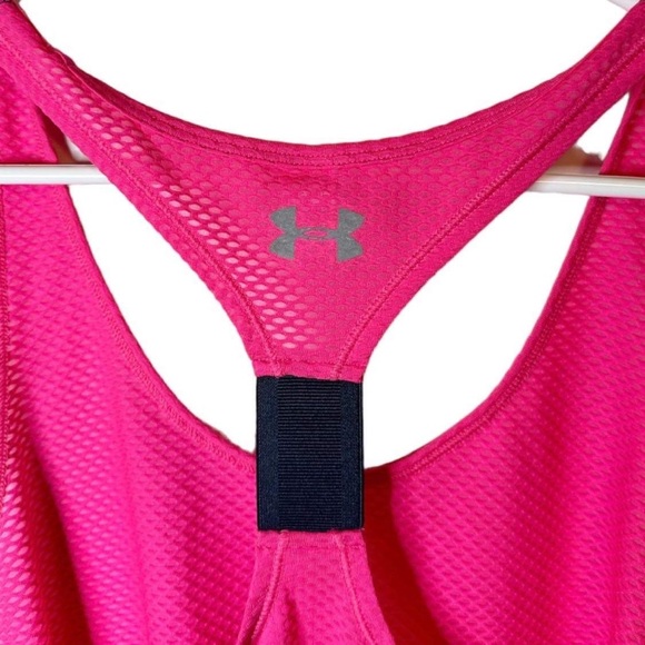Under Armour Tank Top Hot Pink Fuchsia Running Racerback Semi-fitted Heat Gear - Picture 6 of 7